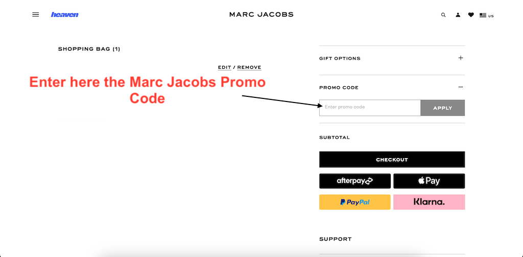 Learn how to apply a Marc Jacobs Promo Code at checkout