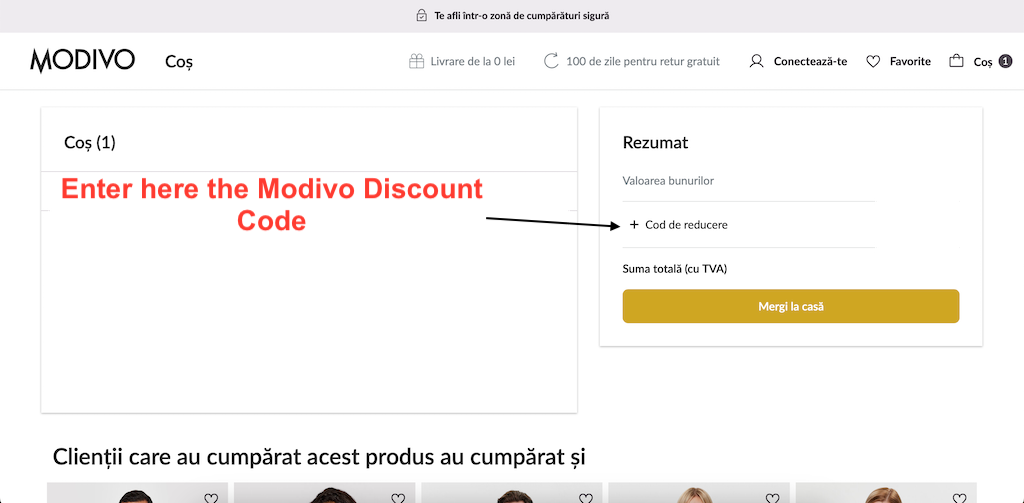 How to use a  Discount Code on your Modivo order