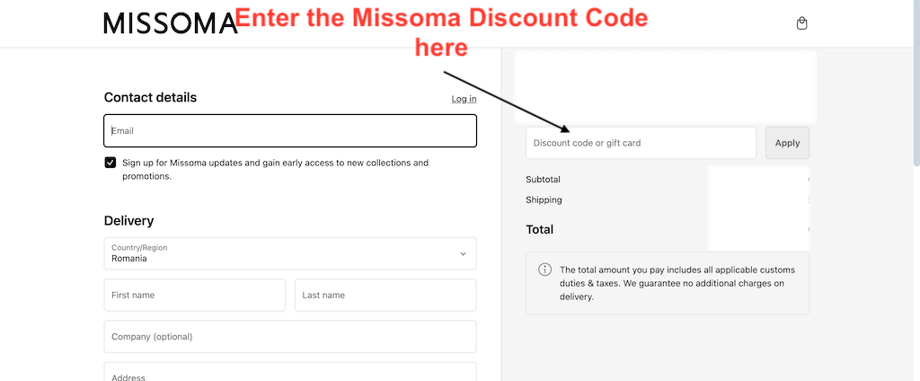 How to use a Missoma Discount Code