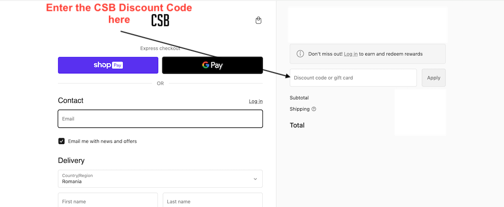 How to use a CSB Discount Code